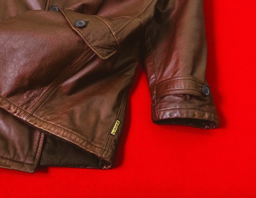 ARMANI Jeans Men Leather Brown Button Coat Size 52 / XL Vintage Lined Jacket - Picture 12 of 22