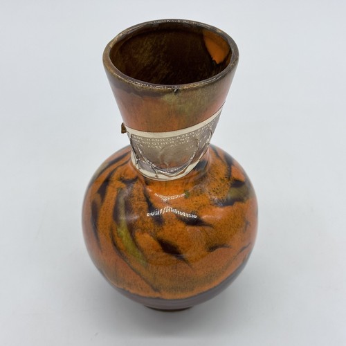 California Pottery Orange Brown Drip Glaze Small Vase With Original Label - Picture 13 of 15