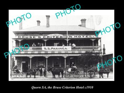 OLD LARGE HISTORIC PHOTO OF QUORN SA VIEW OF THE BRUSE CRITERION HOTEL c1910