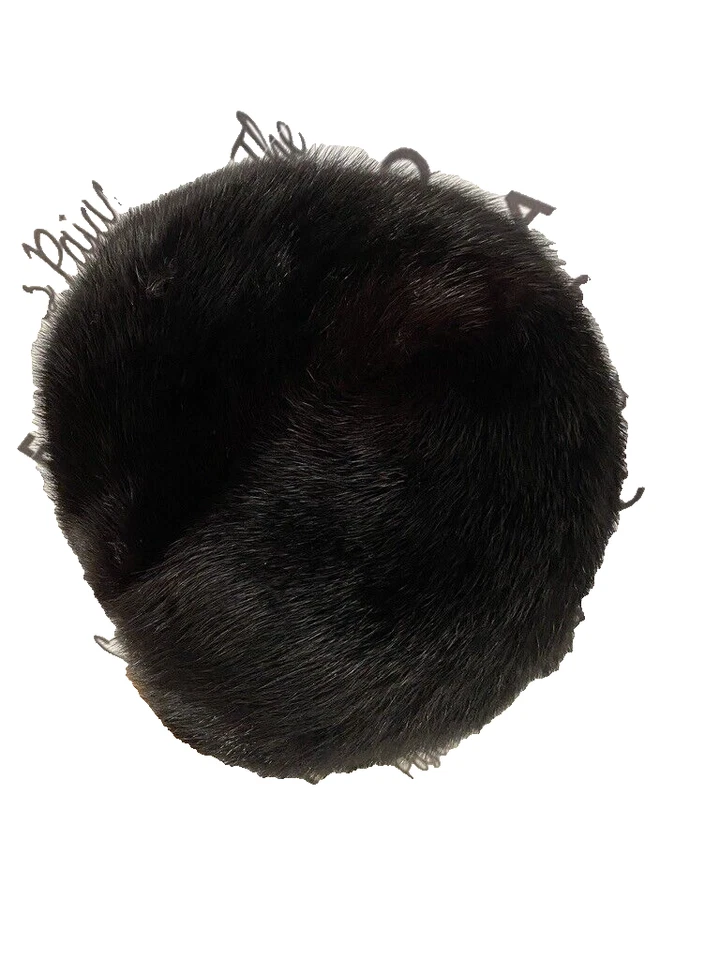 复古黑色/深棕色貂皮帽 Miss Gwenn Jr Sort of Beret 中号 1950 年代 — 第 3/4 张图片