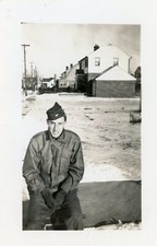 40's WW2 ERA SOLDIER Found Photo MILITARY bw Original PORTRAIT 211 LA 80 F