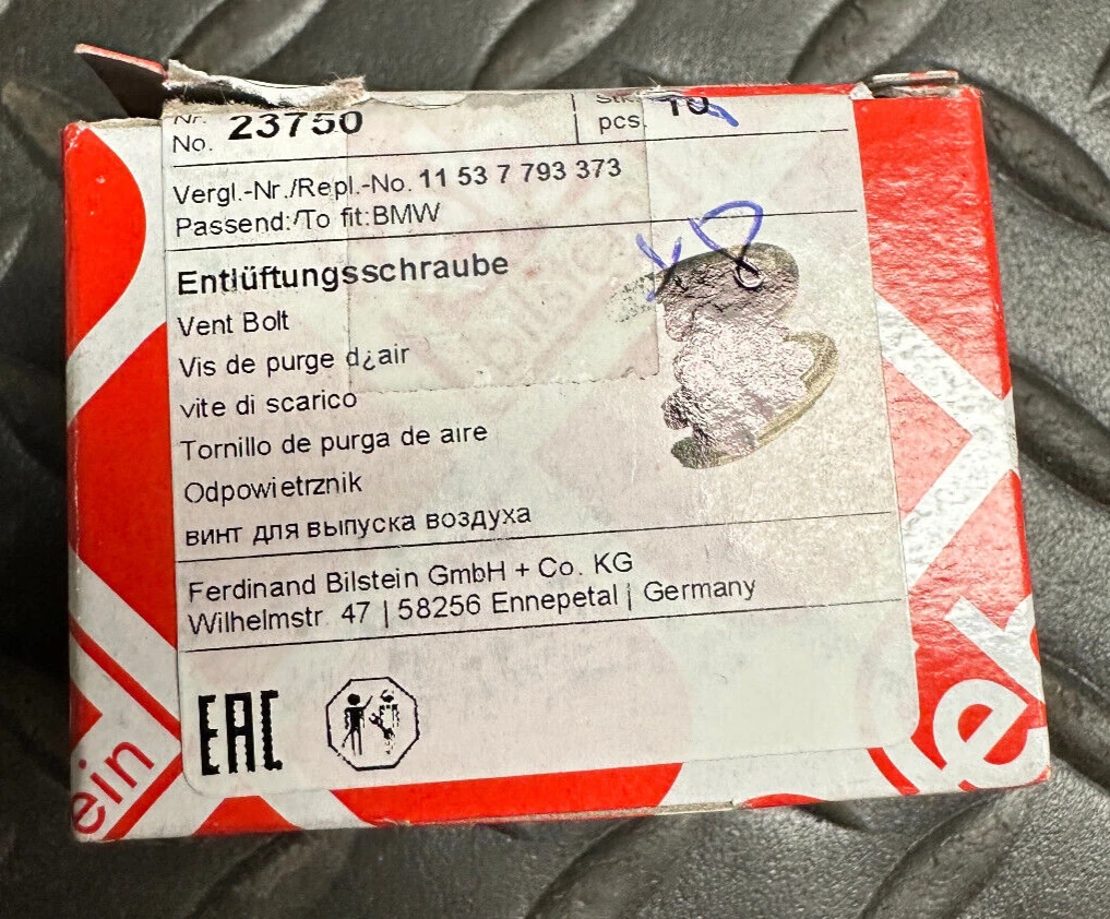 Febi Bilstein Coolant Bleeder Screw -#23750 / 11537793373 - Fits 