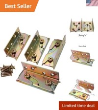 Heavy-Duty Non-Mortise Bed Rail Brackets with 32 Screws for Easy Installation