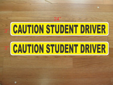 Yellow Black 2 CAUTION STUDENT DRIVER Magnetic Signs 3"x24" 1 Pair Car Truck