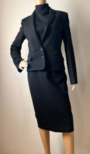 DOLCE & GABBANA High Neck Black Pencil Wool Blend Midi Dress with Jacket - IT 42