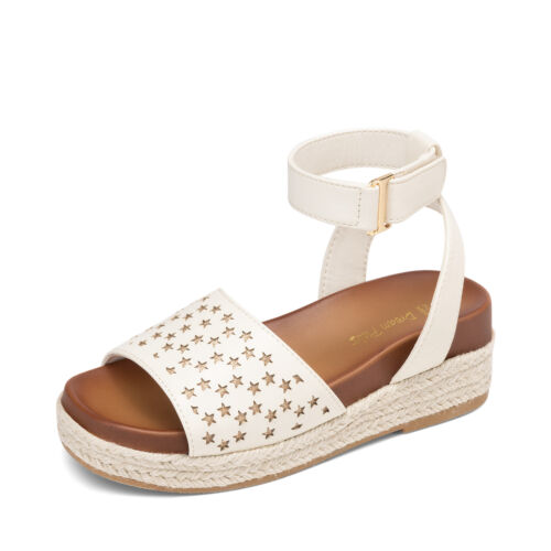 Girls Platform Wedge Sandals Ankle Strap Espadrille Summer Beach Walking Sandals - Picture 8 of 37