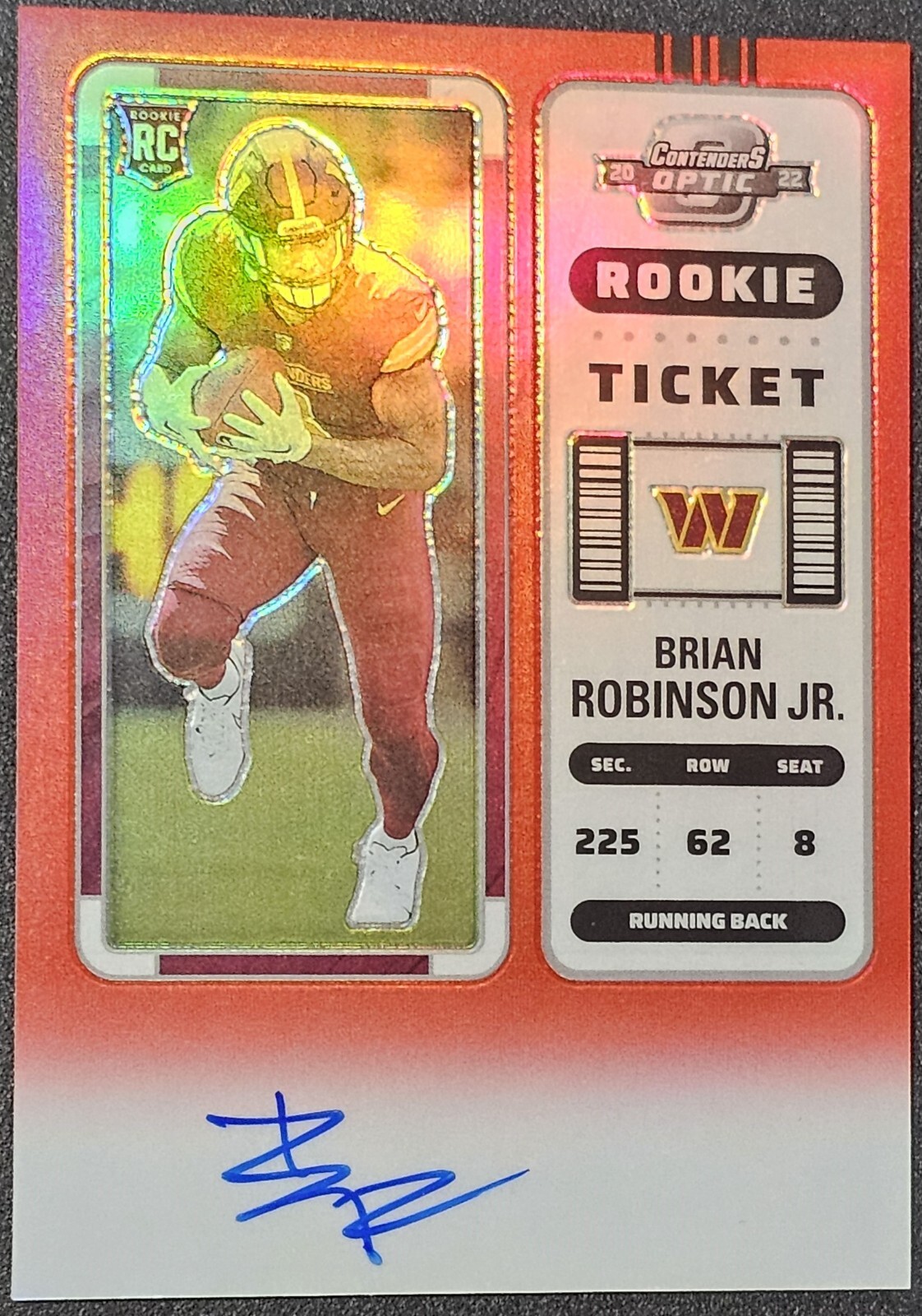 2022 Contenders Optic Brian Robinson Jr. Red Rookie Ticket Autograph /149 - #106