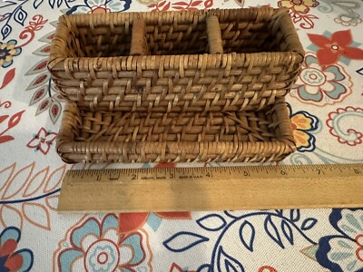 Unbranded Bamboo Woven 4 Slot Make-Up/Desk Organizer-Small 6''x2.5''