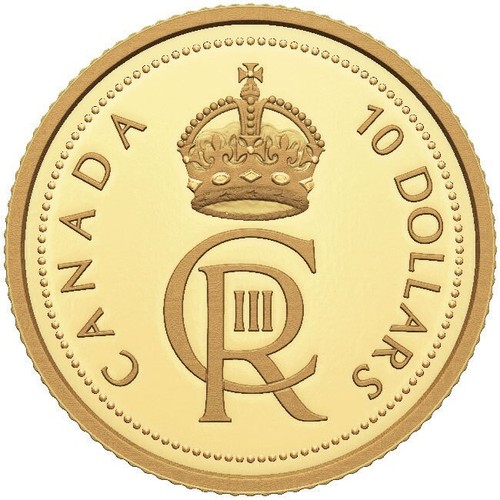 10 dollars King Charles III ’S Royal Chipher - Monogramme Canada Or Pf 2023 - Photo 1 sur 3