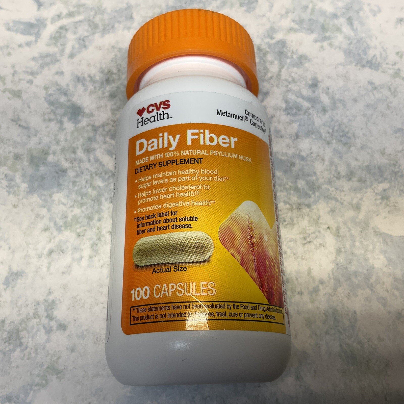 Daily Fiber Natural Psyllium Husk 400 Capsules Total Exp 10/24 New