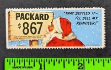 Vintage Packard Car Christmas Santa Claus Advertising Poster Stamp
