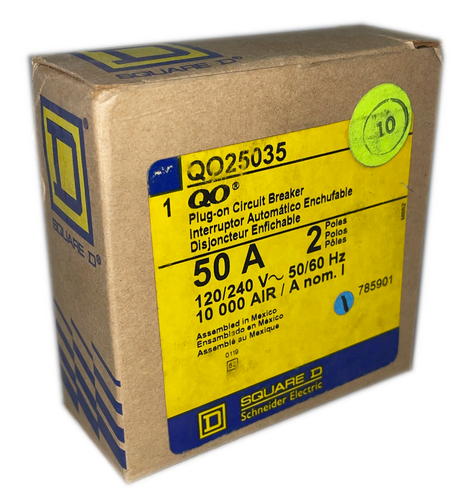 Square D QO25035 Circuit Breaker, 2-Pole, 50 Amp, Plug in, 120/240Vac, 50 °C - Picture 5 of 5