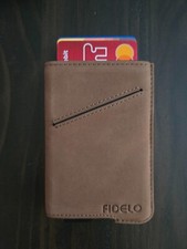 Fidelo Rfid Khaki Leather Minimalist Wallet Slim - only 1/2" thick