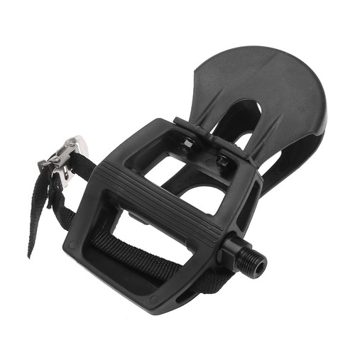 Pair Road Bike Pedals 9/16" Spindle Platform with Toe Clips Fixed Foot Strap - Picture 8 of 8
