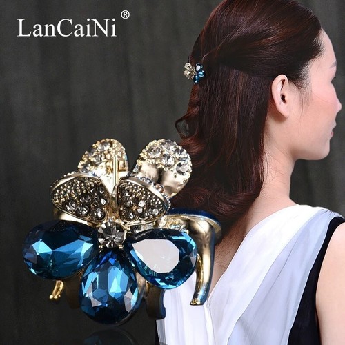 Mini Luxury Hair Claws Rhinestone Hairgrips Fashion Headwear - Picture 2 of 9