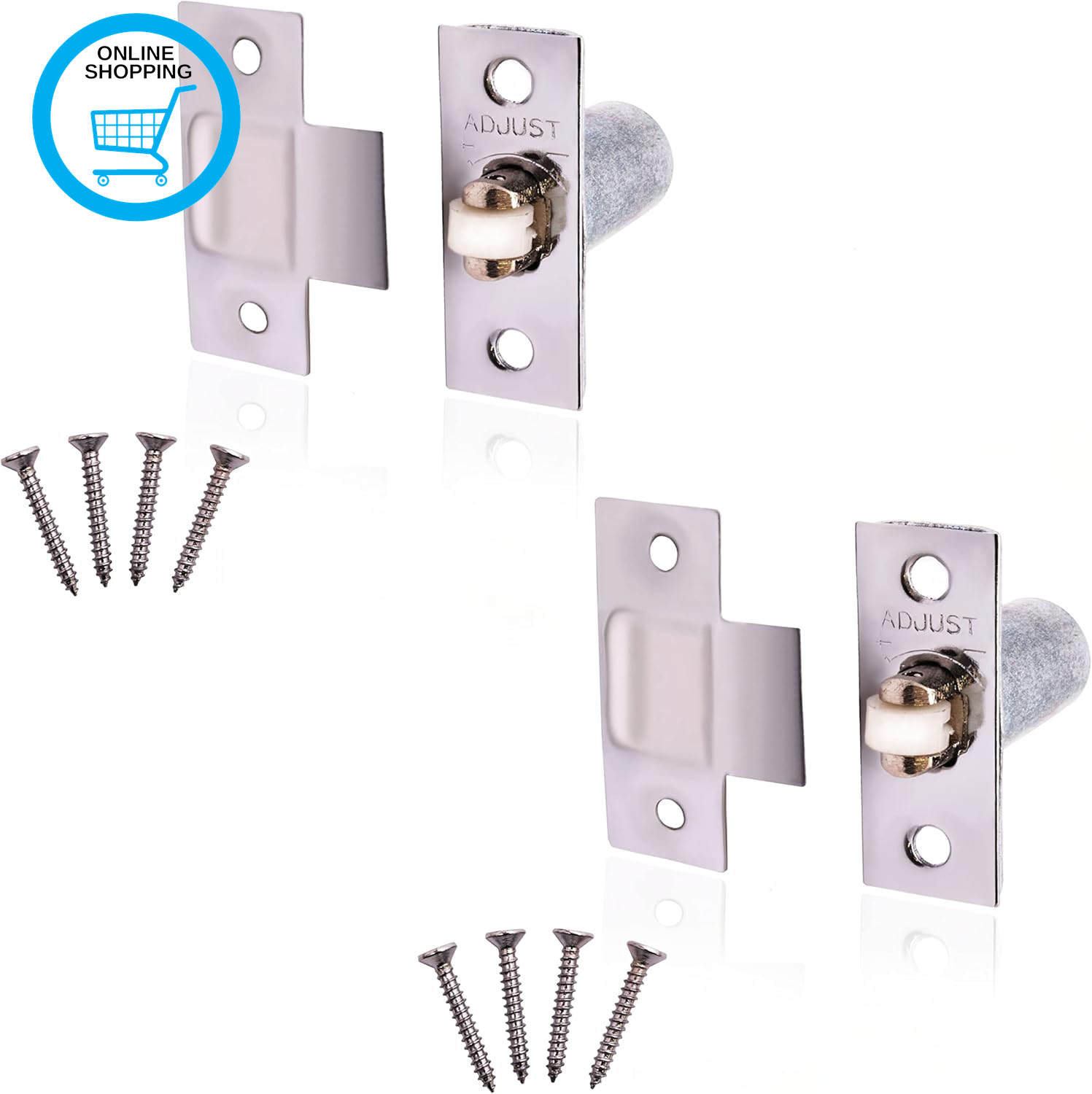 Adjustable Roller Catch Spring Loaded Latch Lock for Internal Doors | Nickel Pla
