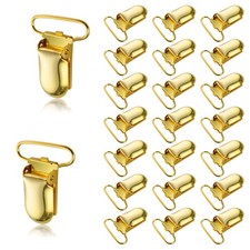 Demearly 25 PCS 1" Suspender Clips Metal Pacifier Clip Holder for 1", Gold