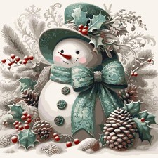 Christmas Snowman Holly Paint by Numbers for Adults DIY Canvas Wall Art Decor