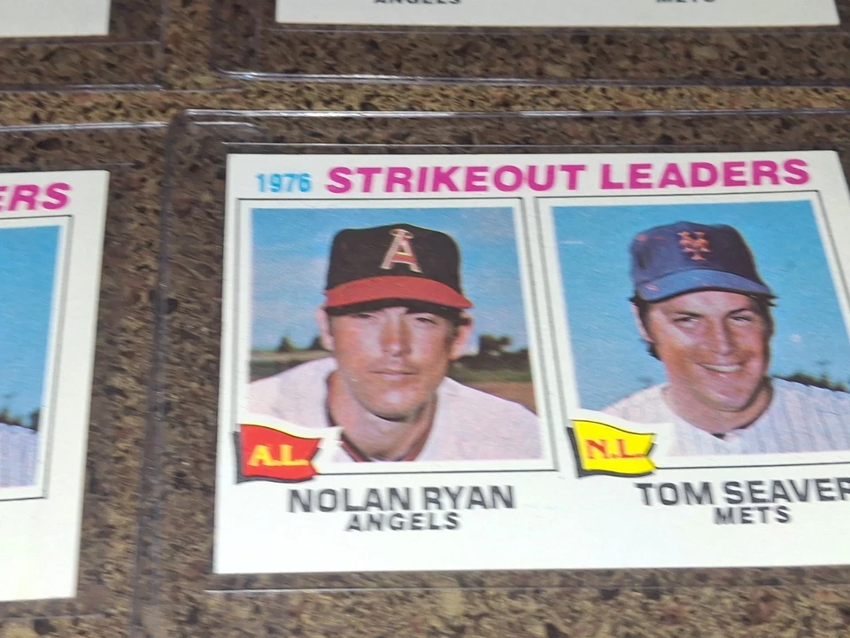 LOTE DE 9 1977 TOPPS BB #6 NOLAN RYAN/TOM SEAVER LÍDERES DE PONCHE Foto 4 de 4