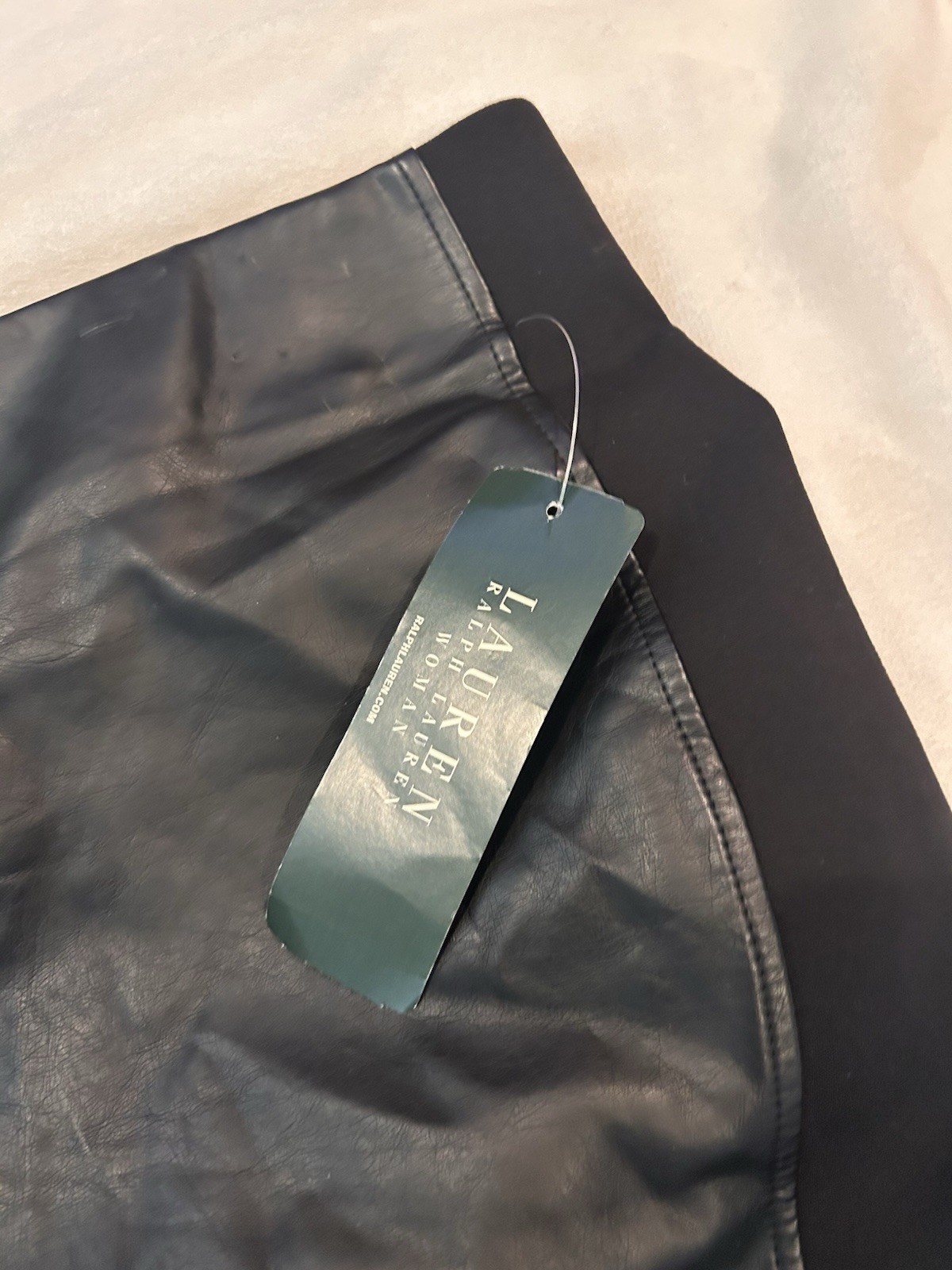 Lauren Ralph Lauren Women's Black Faux Leather Ponte Pants Sz 18W Plus NEW thumbnail 5