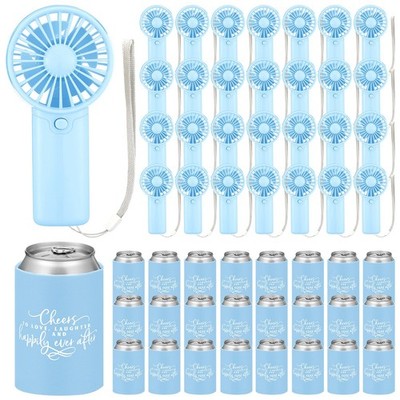 Wedding Party Favors for Guests Gifts Bulk Mini Handheld Fans with Can Cooler...