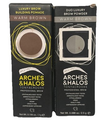 2x Arches and Halos WARM BROWN Luxury Brow Eyebrow Pomade & Duo Brow Powder