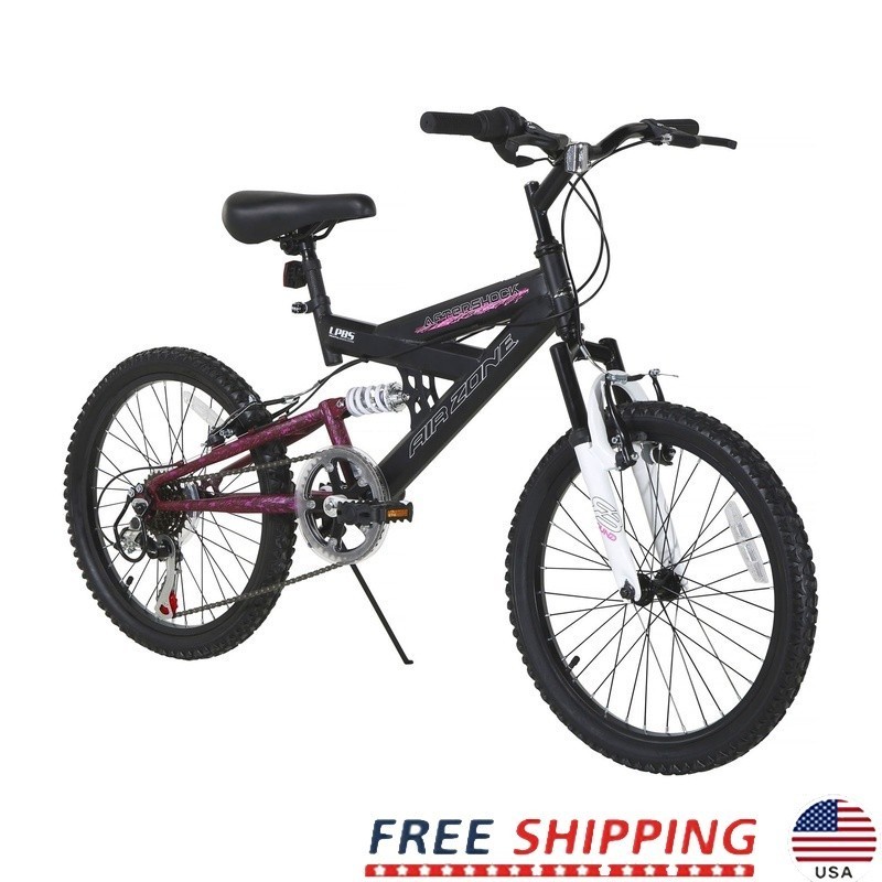 20 Inch Girls Mountain Bike Dual Suspension Steel Frame 6 Sp