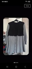 Womens Checkered Long Sleeve Shirt Smock Dress Size  18