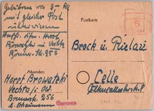 Ganzsache Notausgabe Bremen P A09  Postkarte Vechta Celle 1945