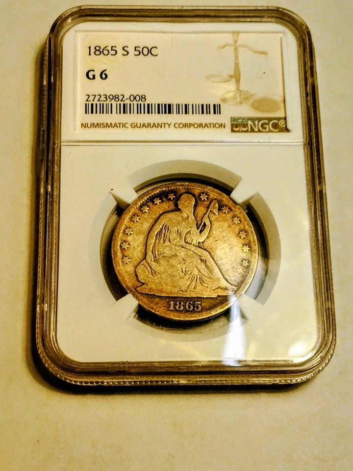 LINCOLNS FINAL DAYS 1865 50c Silver G6 SAN FRANCISCO MINT ELEGANTLY TONED ELITE - Image 3 of 4