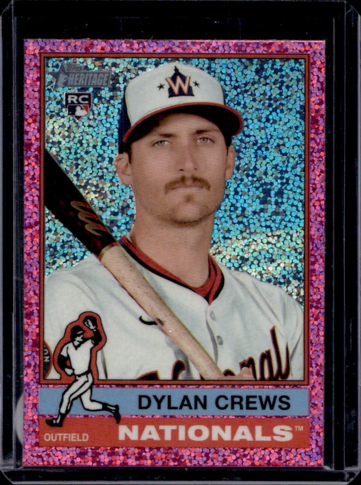 2025 Topps Heritage Dylan Crews Chrome RC Pink Sparkle Refractor #247 Nationals