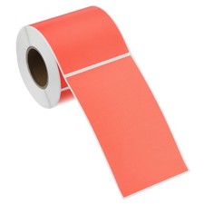 250Pcs 5"x3" Rectangular Color Coding Labels Sticker Roll, Fluorescent Red
