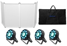 4 Chauvet DJ FX Par 9 DMX Multi-Effect LED, SMD RGB UV Strobe Par Lights Facade