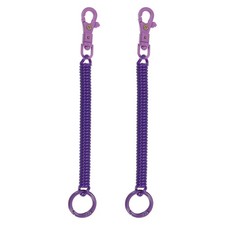 2pcs Retractable Coil Springs Keychain Metal Lobster Clasp Keyring, Dark Purple
