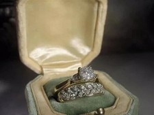 2Ct Round Cut Simulated Diamond Bridal Band Ring Set In 14K Yellow Gold Plated