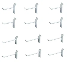 Dazzling Displays Slatwall Accessories Box of 12 White Metal Slatwall Hooks S...