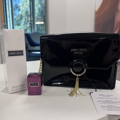 Jimmy Choo Fever Gift Set - 0.15 oz Perfume Mini, 3.3 oz Hand Cream & Handbag