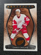 2023/24 NHL Chris Chelios card #159. Upper Deck Artifacts. Numbered 003/299