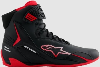 Herren Leder Schuhe Alpinestars HONDA FASTER-4 SCHUHE Schwarz Rot