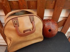 Vintage Brown Galaxie 300 Bowling Ball & Carry Case 15.6 Lb Ball Swirl