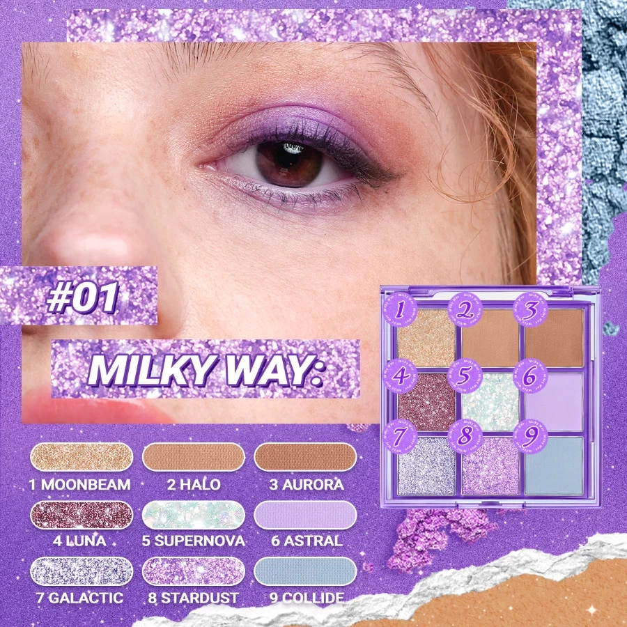 DAZZLE ME Cosmic Eyes Eyeshadow Palette Multi-use Multi Colour Pigmented ELIANTO - Image 4 of 4