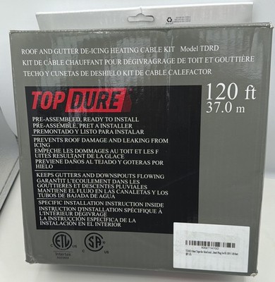 Top Dure 120ft De-icing Cable for Roof and Gutters, 5w/ft CSA ETL Certified 10A1