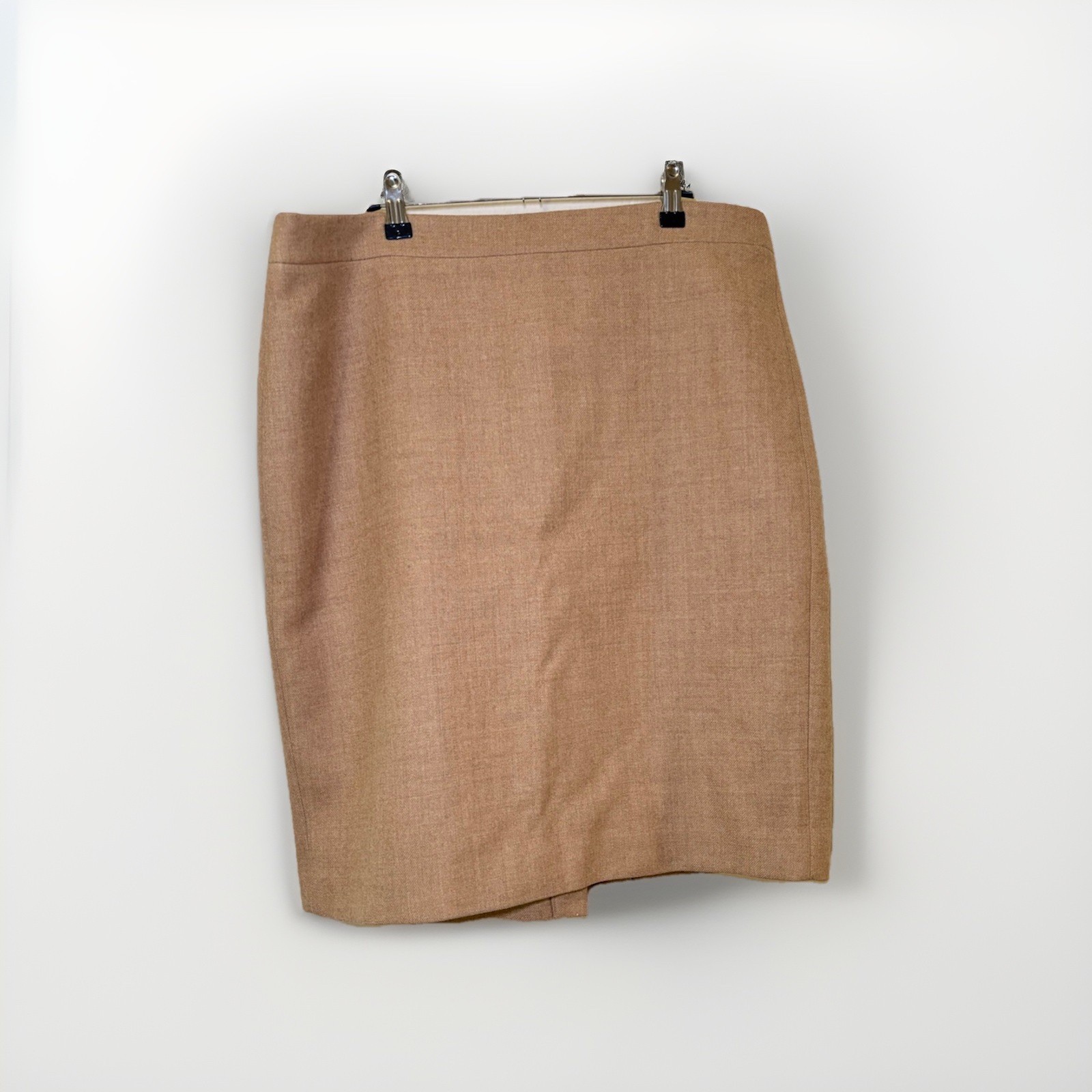 J Crew No 2 Pencil Skirt Wool Blend Camel Tan Size 16 w/Lining Career/Workwear