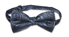 COVONA Men's BOW Tie Solid DARK BLUE Color PAISLEY Mens BOWTIE for Tux or Suit