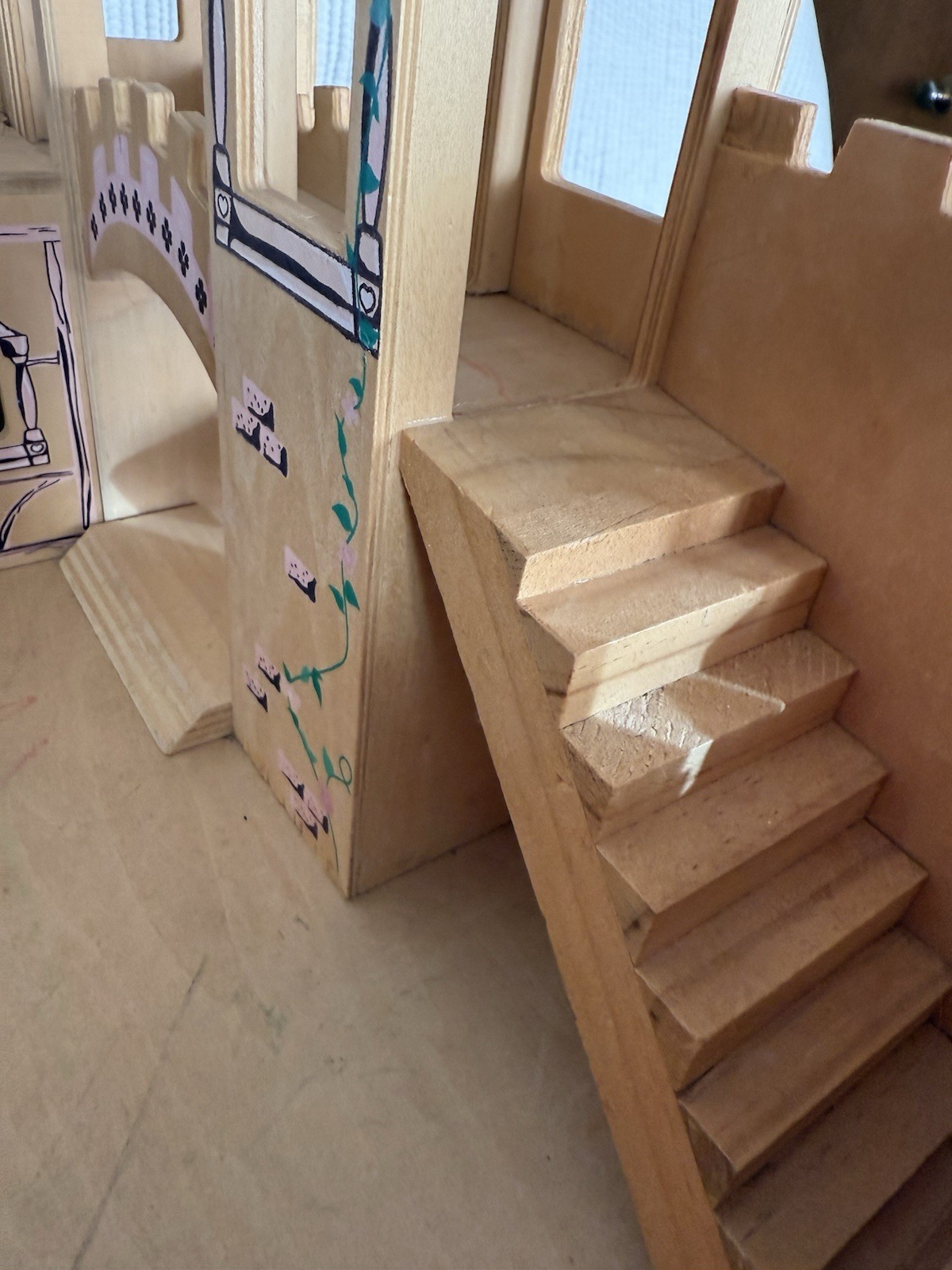 Melissa & Doug Folding Princess Castle Draw Bridge Wooden Sliding Door Stairs