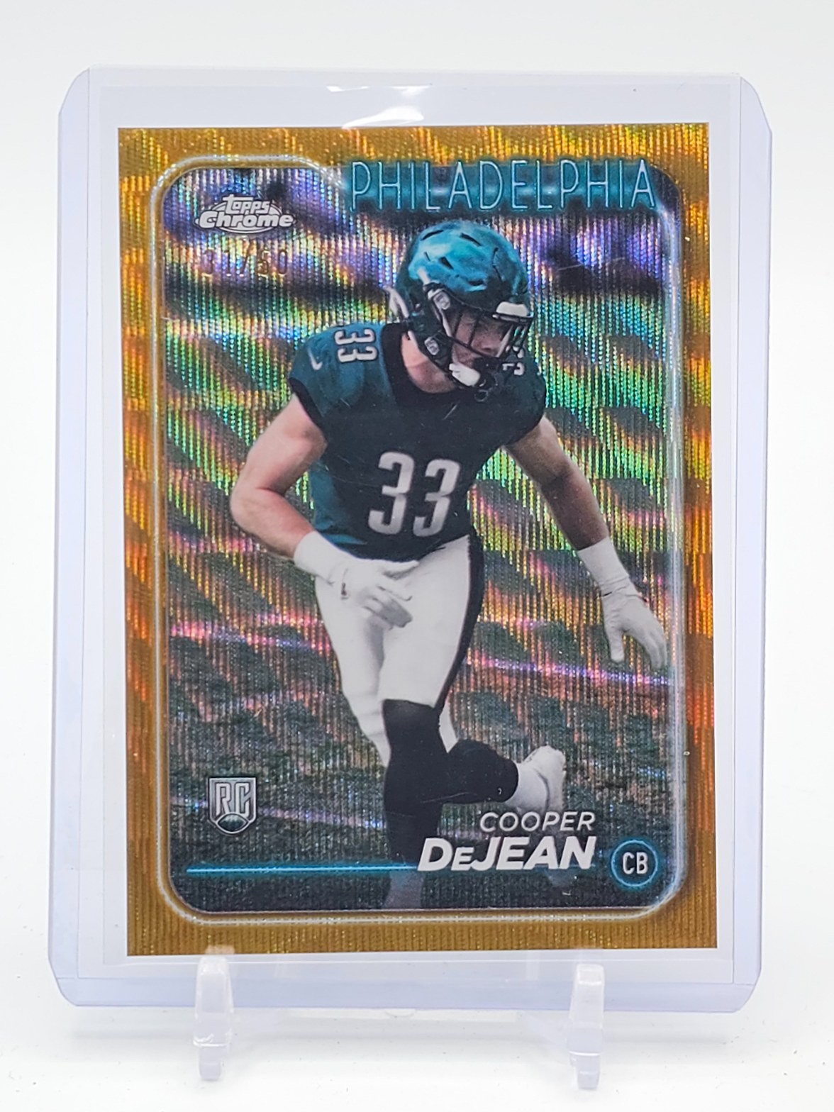 COOPER DEJEAN 2024 TOPPS CHROME ROOKIE GOLD WAVE REFRACTOR /50 #232 EAGLES Q5194