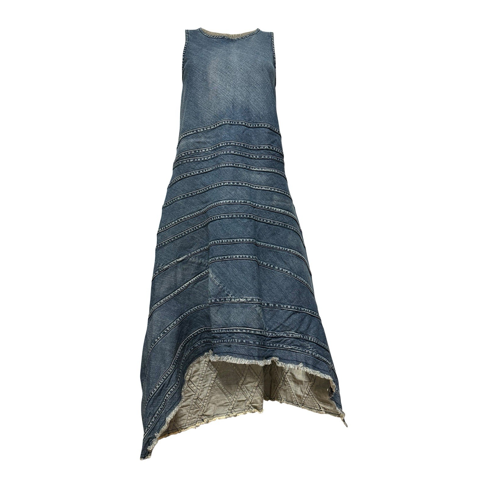 JUNYA WATANABE Asymmetric Patchwork Denim Midi Dr… - image 1