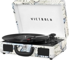 Retro Map Bluetooth Record Player - Lightweight Suitcase Turntable For Travelers