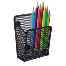 Performore Magnetic Metal Mesh Pencil Holder, Black Stainless Steel Pen Organize