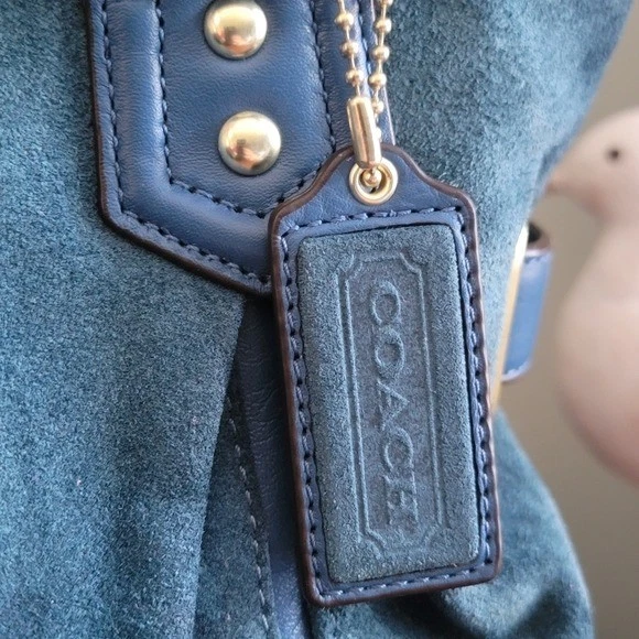 蔻驰F24689 Colette手提包蓝皮革麂皮绒包 — 第 2/4 张图片